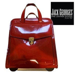 Jack Georges Milano Business Wheeled Red Italian Patent Leather Briefcase